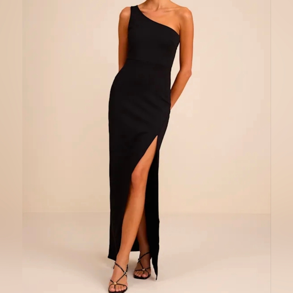 Lulus XS Good Times Only Black One-Shoulder Maxi Dress, Size XS - Picture 7 of 11